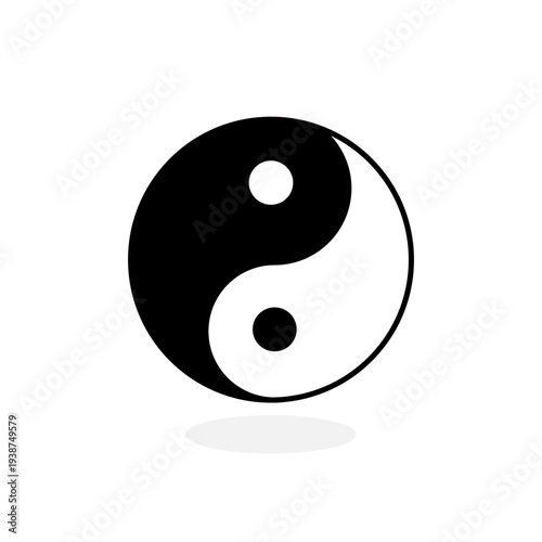 Monochrome yin yang symbol traditional taoist balance harmony spiritual philosophy sign