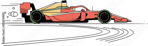 レーシングカーのドリフト走行　スピード感あるモータースポーツイラスト
