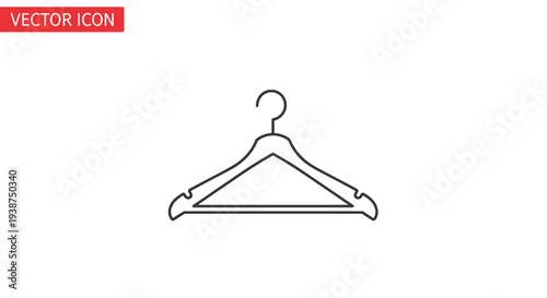 Simple Line Art Icon of a Clothes Hanger on a White Background