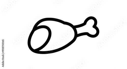Simple Line Art Icon of a Cooked Chicken Leg Drumstick