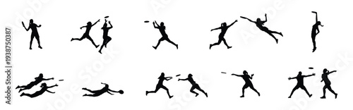 female ultimate flying disc player silhouette