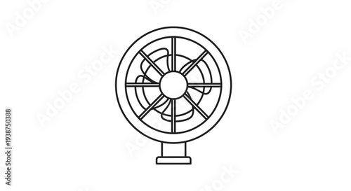 Simple Line Art Icon of a Desk Fan