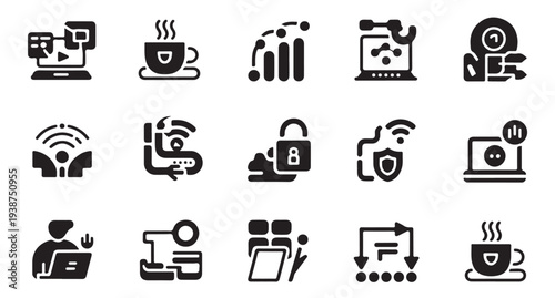 Online education and distant work related vector icon set for your design projects