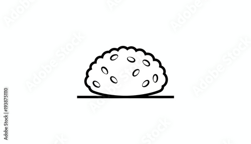 Simple Line Art Icon of a Bush or Shrub on White Background