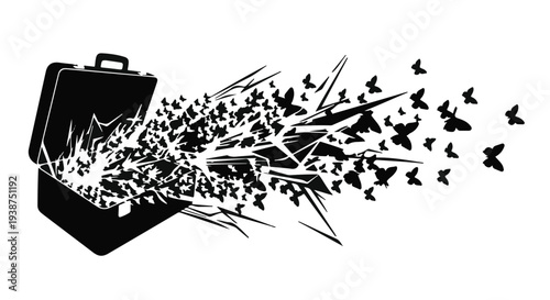 briefcase releasing flying birds freedom concept