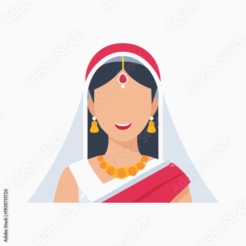 Indian Bride in Traditional Wedding Attire Illustration.