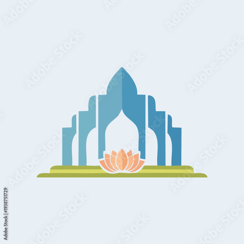 Indian Architecture Lotus Flower Landmark.