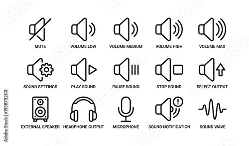 Audio control icons: volume, playback, and output settings