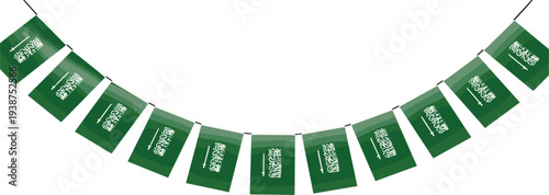Saudi Arabia Flag Bunting Garland with Hanging Saudi Flags Decorative Banner for National Day Celebration, Events, Festivals and Patriotic Party Decoration
