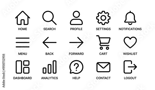 Set of user interface icons for web and mobile design