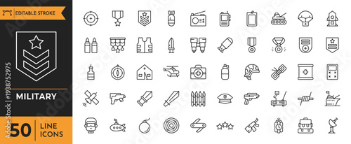 Military icons display various symbols and equipment on a digital screen.