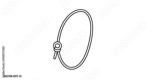 Simple lasso loop icon, cowboy tool, western accessory, isolated on white background