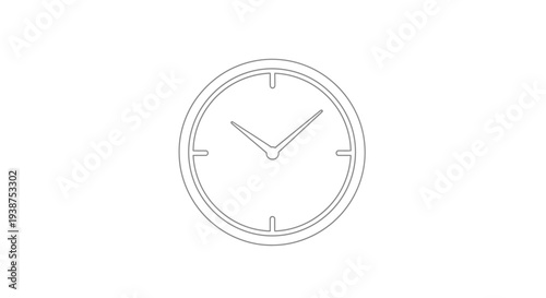 Simple Line Art Clock Icon, Minimalist Time Symbol, Clean Design