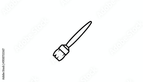 Simple Line Art Drawing of a Paintbrush on a White Background