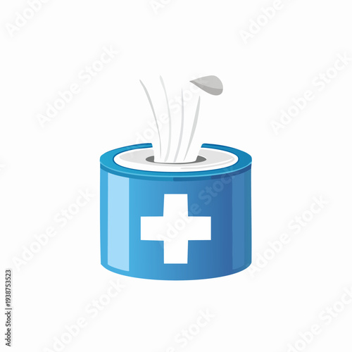 Medical Wipes Dispenser with Cross Symbol.