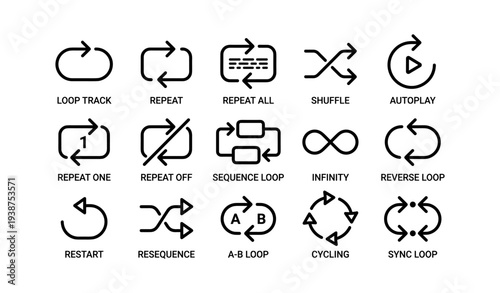 Looping and playback symbols for music and video control
