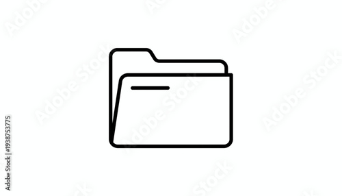 Simple Folder Icon, Open Document File Symbol, Digital Archive Storage Concept