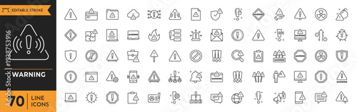 Warning signs displayed on a black and orange background with various symbols