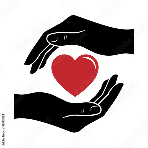 Illustration of hands cradling a heart symbolizing care and compassion