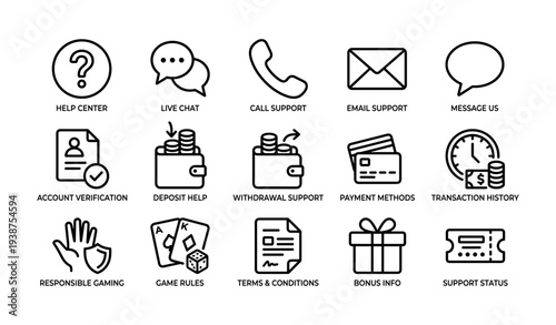 Customer support and payment icons for online services