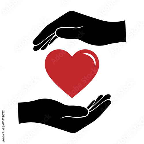Hands cradling a heart illustration showcasing care and kindness in a simple graphic representation