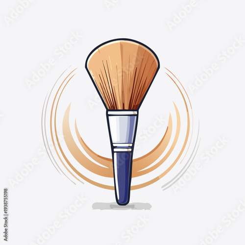 Makeup brush illustration with a focus on beauty and cosmetics.