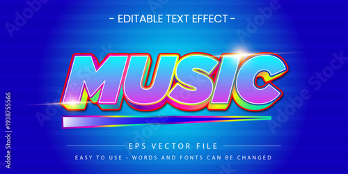 Colorful Music Editable Text Effect Retro Gradient Vibrant Typography