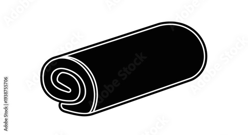 A crisp graphic icon of a neatly rolled cylindrical item presented in a clean, stark outline style
