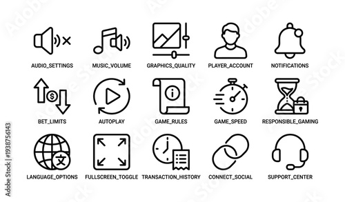 User interface icons for gaming and audio settings