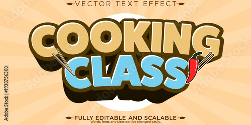 A vibrant cooking class text effect with editable and scalable vector design