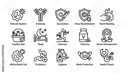 Icons depicting health and wellness concepts