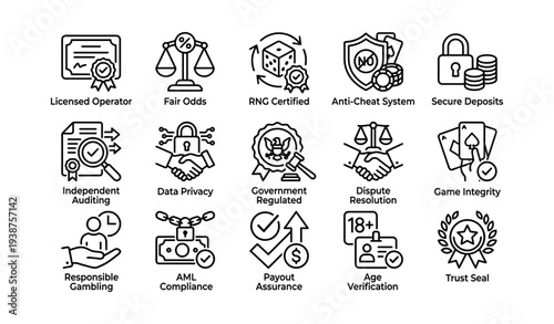 Casino compliance: security and fairness certification icons