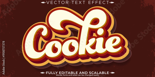 A premium cookie text effect with editable and scalable vector design