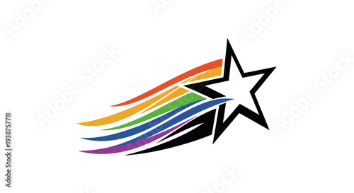 Vibrant shooting star with a dynamic spectrum trail symbolizing progress and achievement