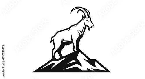 Sturdy mountain goat standing triumphantly on a rugged peak, a symbol of perseverance and the wild