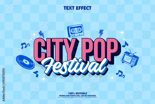 Vibrant City Pop Festival Poster Design with Editable Text