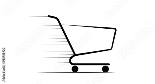 Dynamic online shopping cart symbol signifying speed and efficient delivery service