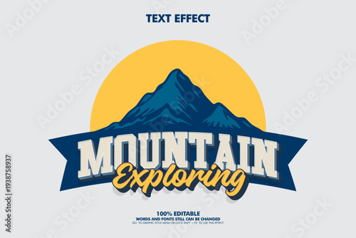 Vibrant mountain exploring text effect with stunning mountain landscape