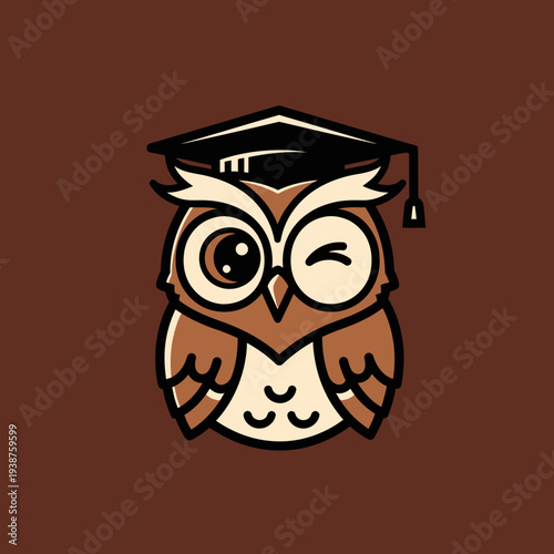Graduated Owl Character Illustration Design.