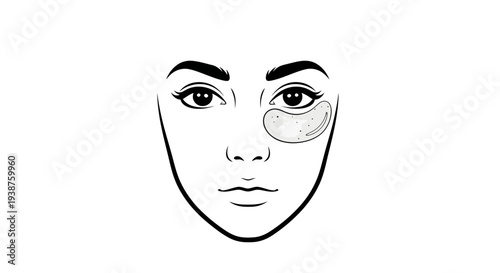 Minimalist illustration of a woman's face with a revitalizing under-eye patch for improved