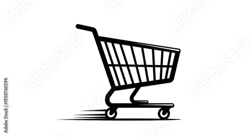 Dynamic online shopping cart icon representing quick commerce and digital retail experiences