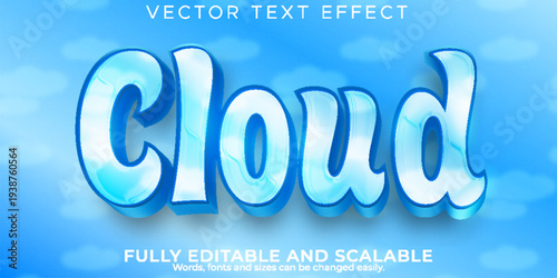 A vector text effect with a cloud theme, featuring a fully editable and scalable design