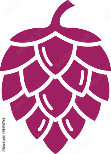 Magenta hop cone isolated on white background for brewing and agriculture simple