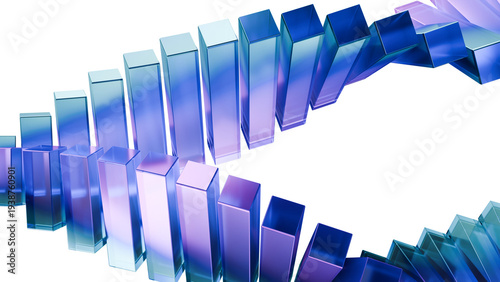 Photos Abstract transparent glass bars forming dynamic wave pattern, financial data ana