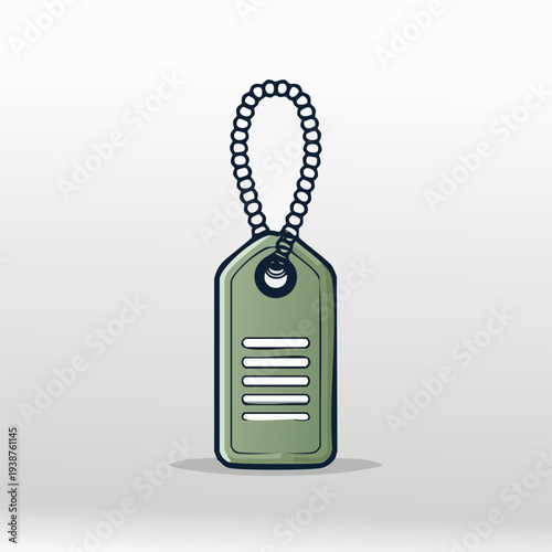 Military dog tag with chain, identification for soldiers, army concept.
