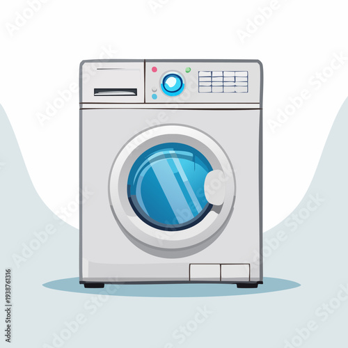 Modern Front Load Washing Machine with Blue Door.