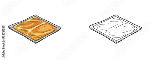 Emergency Survival Blanket in flat colorful and linear style in gold and silver colors used for outdoor safety, warmth, and rescue operations