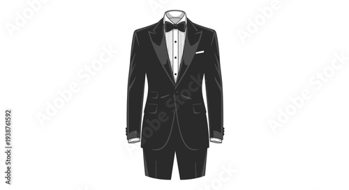 Black Tuxedo Illustration on White Background