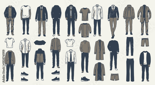 Men s Casual Fashion Outfit Illustrations