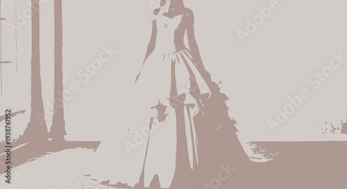 Elegant Wedding Dress Silhouette Illustration